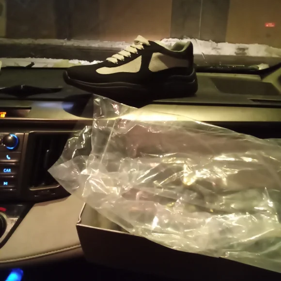 Black Prada Sneakers Men's EU Size 38 US Size 5 - Picture 3 of 5